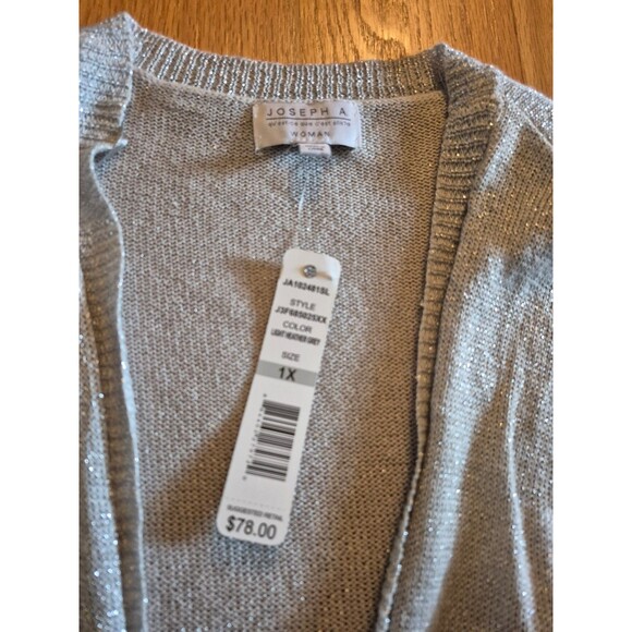 Joseph A. Vintage Sweater Cardigan Silver Sparkle Glam Sweater Sz 1X NEW - Picture 3 of 3